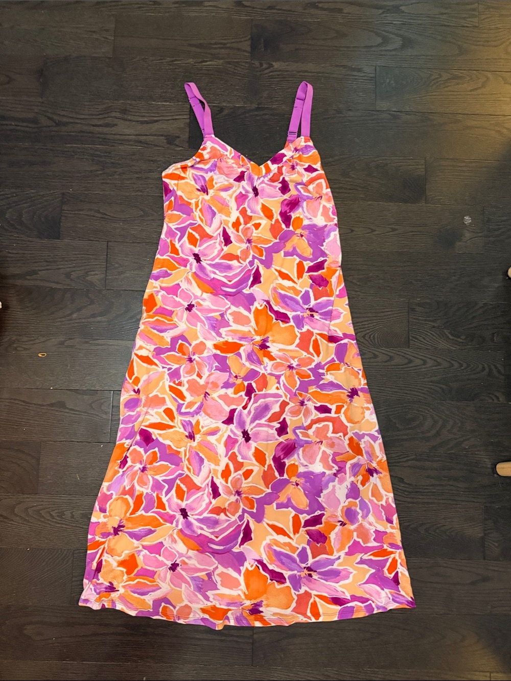 Vibrant Floral Slip Dress in Pink, Orange & Purple